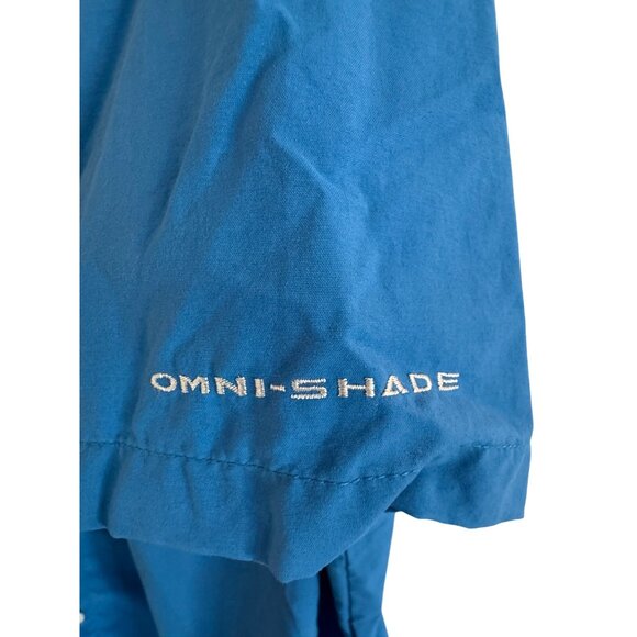 Columbia Bahama PFG Mens XL Tactel Nylon Blue Solid Outdoor Fishing Shirt Short - Picture 7 of 7